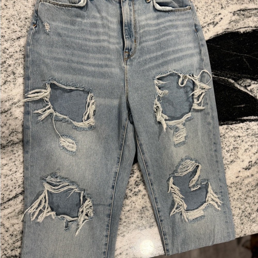 Distressed Blue Jeans